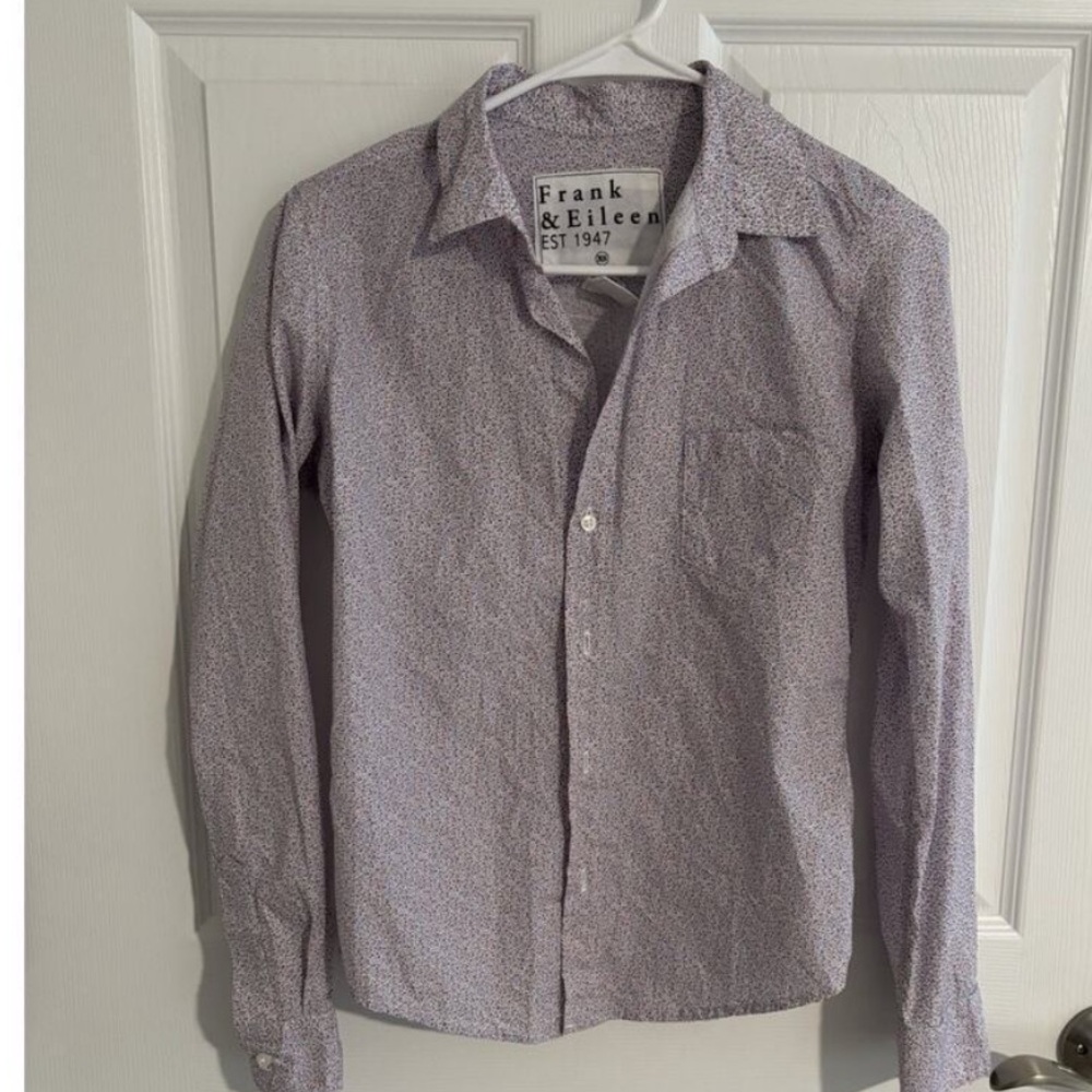 Frank & Eileen Barry Shirt Floral Print Crinkle Cotton Button Down Shirt Size XS - Picture 12 of 13